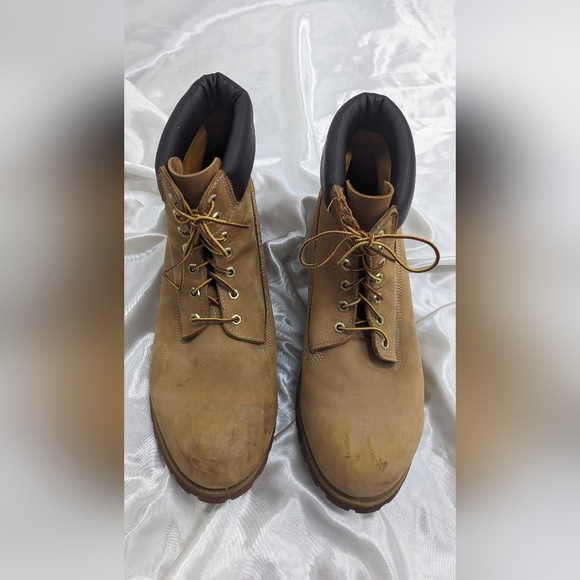 Timberland Men’s 17 Wide Big and Tall Light Brown Leather Lace Up Work Boots - Picture 2 of 12